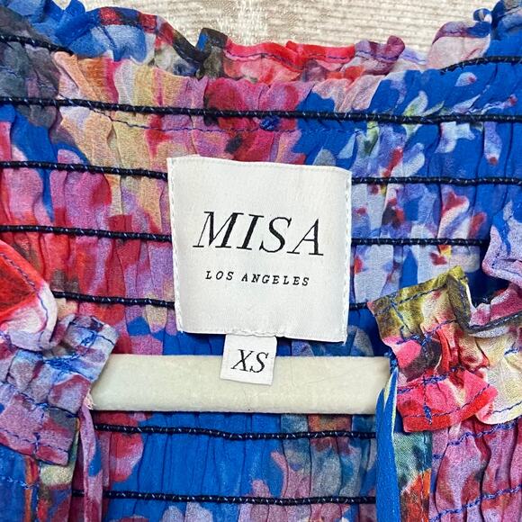 Misa Sabine Floral Tiered Skirt Mini Dress in Blue - Picture 3 of 5